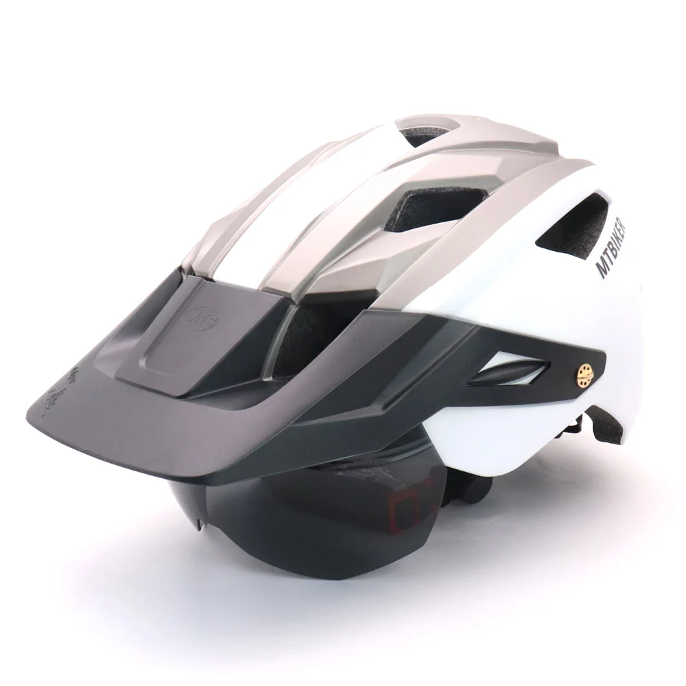 Bike Helmet With Sun Goggle Visor Men Bicycle Helmet Sunglasses Shield Road MTB Cycling Helmets