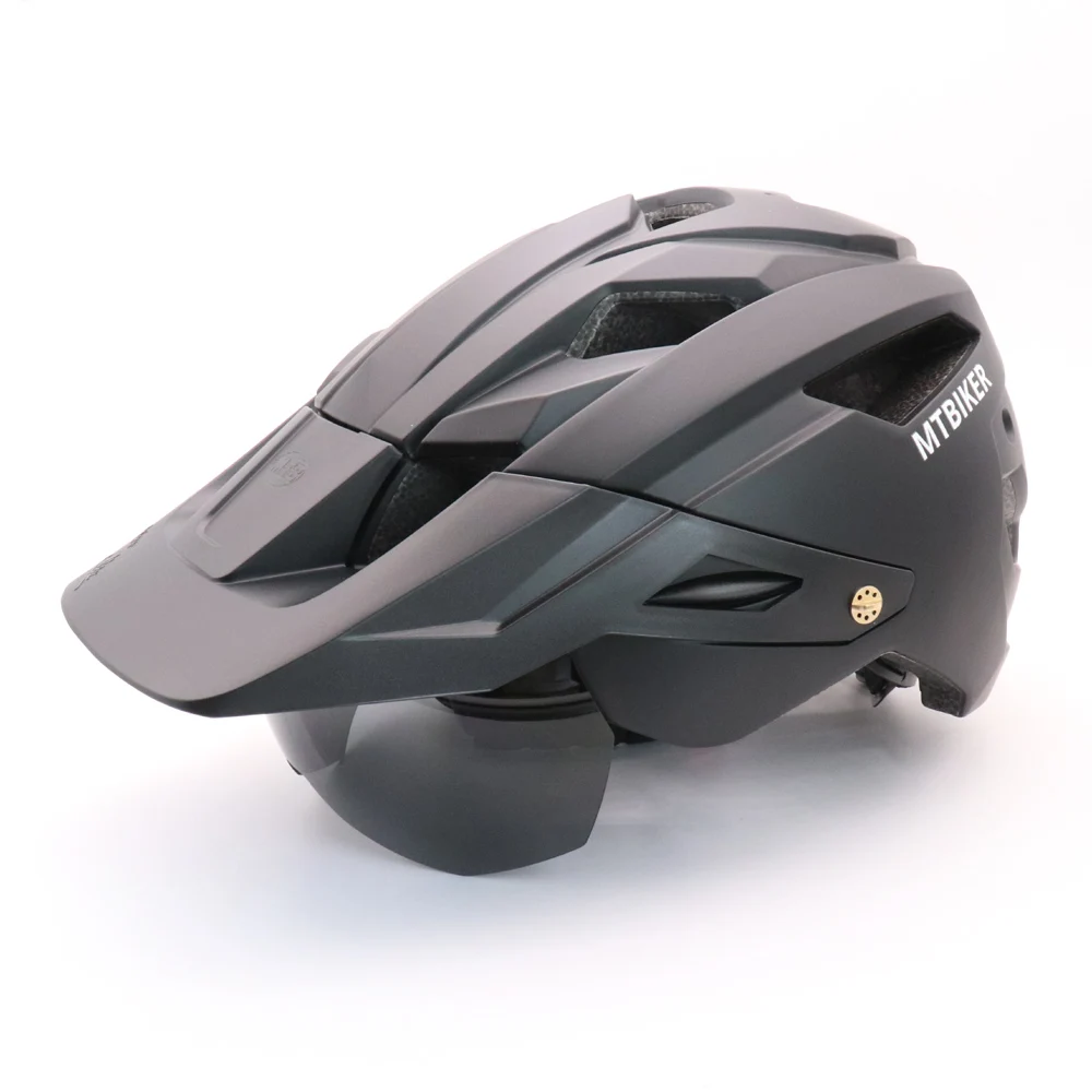 Bike Helmet With Sun Goggle Visor Men Bicycle Helmet Sunglasses Shield Road MTB Cycling Helmets