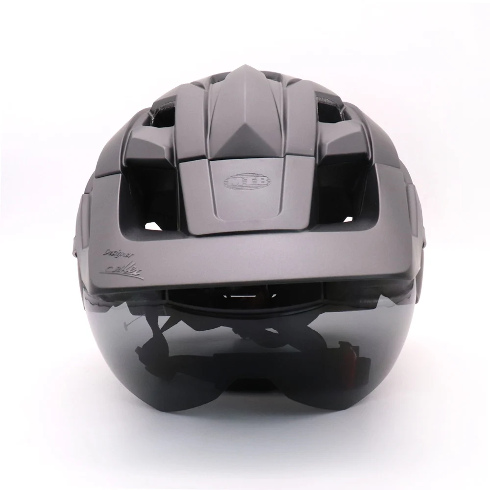 Bike Helmet With Sun Goggle Visor Men Bicycle Helmet Sunglasses Shield Road MTB Cycling Helmets