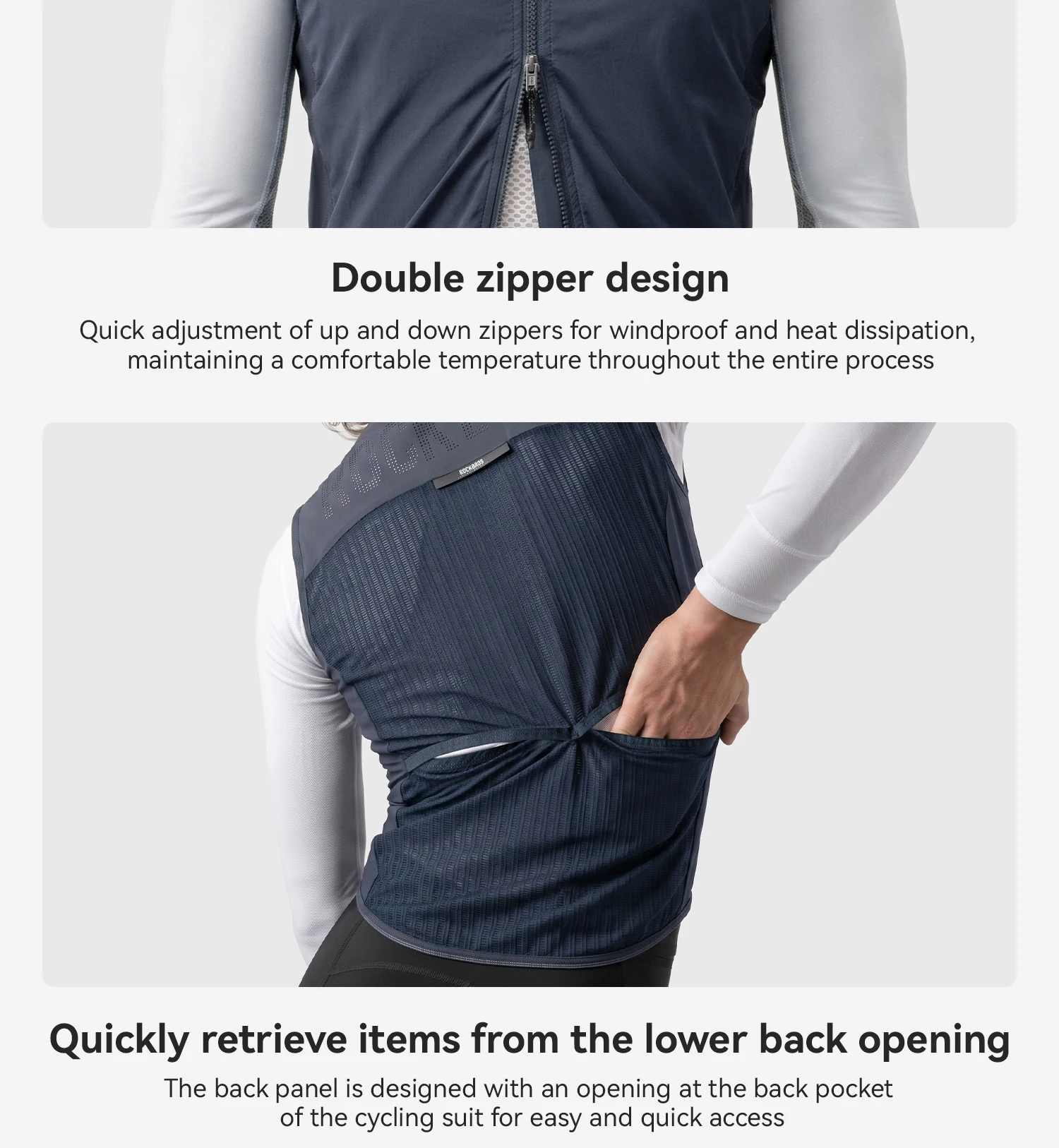 ROCKBROS Windproof Cycling Vest Lightweight Breathable Bicycle Gilet for Men Women Packable Windbreaker Spring Summer Riding