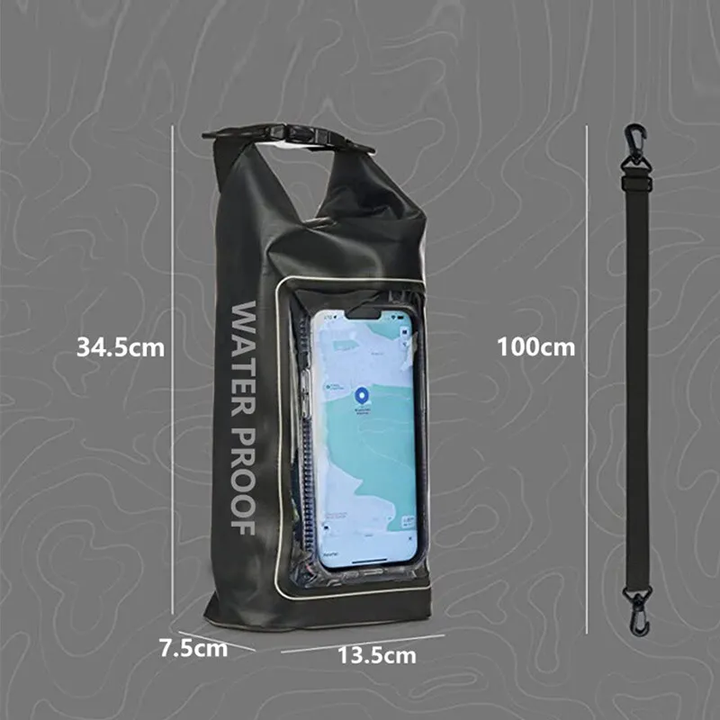 2L Swimming PVC Pack Dry Bag Touch Screen Outdoor Waterproof Shoulder Kayak Bags Trekking Drifting Rafting Surfing Boating Bag