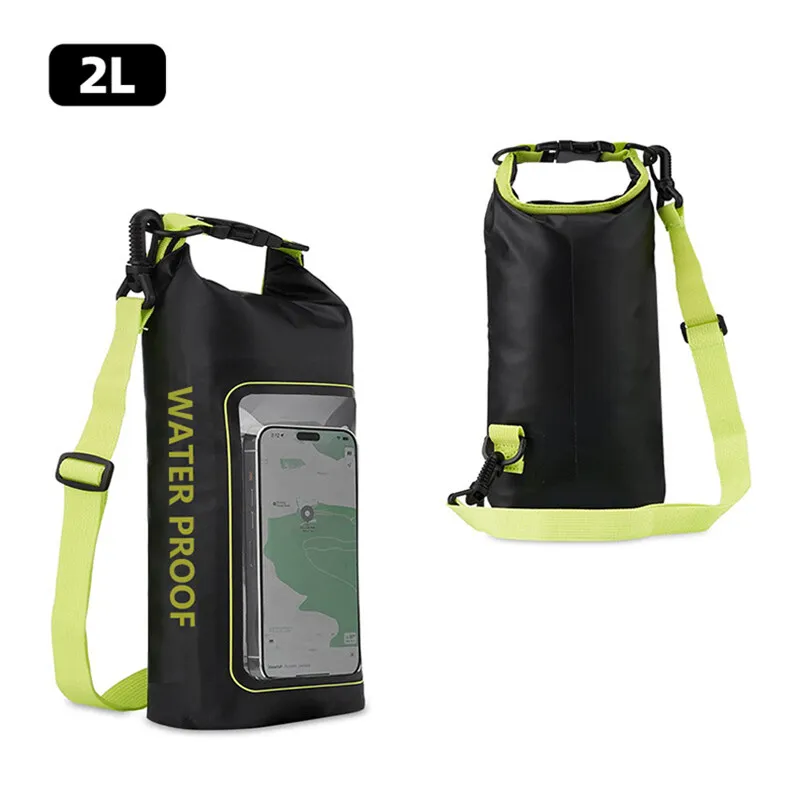 2L Swimming PVC Pack Dry Bag Touch Screen Outdoor Waterproof Shoulder Kayak Bags Trekking Drifting Rafting Surfing Boating Bag