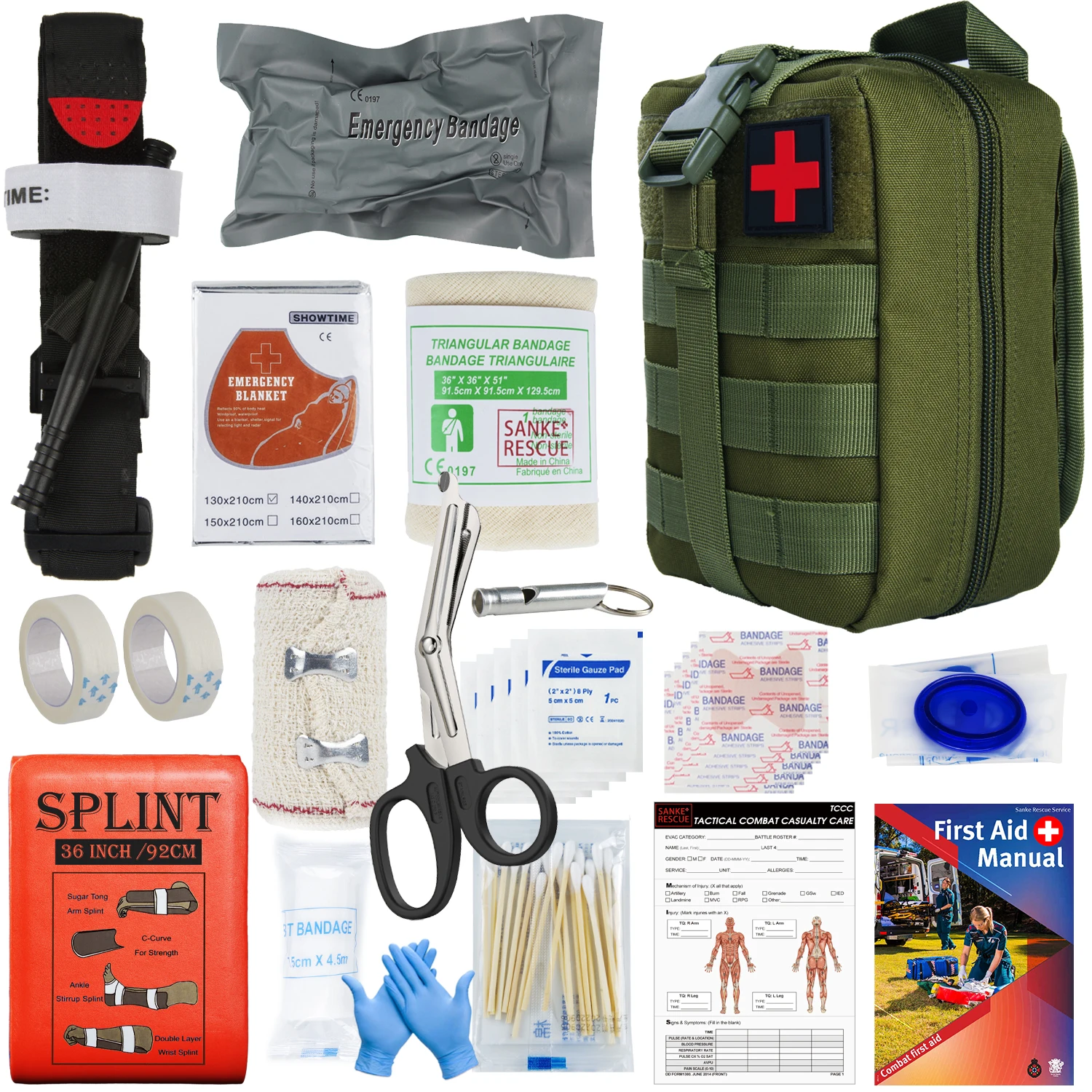 Sanke Rescue EDC Pouch First Aid Kit Tactical Survival Trauma Kit Molle Utility Tool Pouches For Camping Hiking