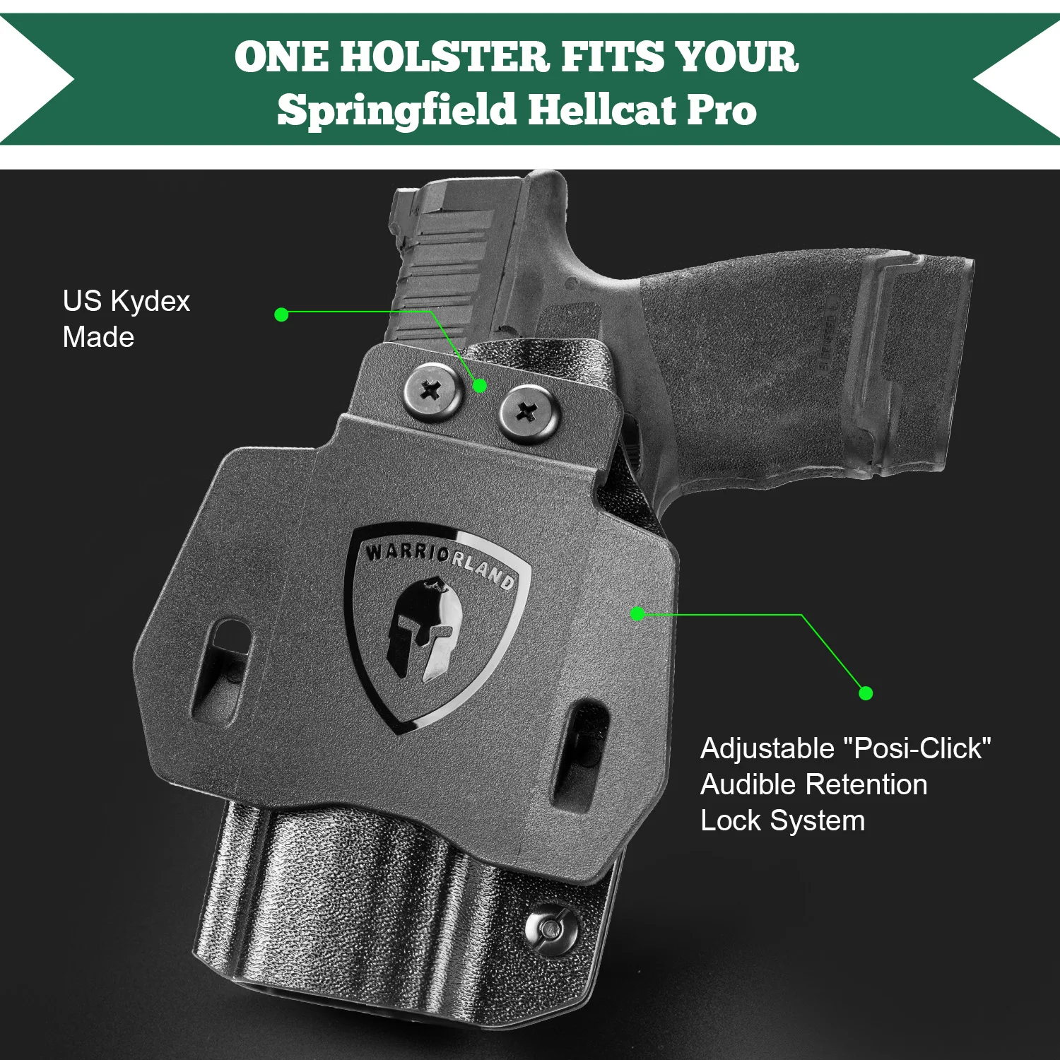 Hellcat Pro Holster OWB Kydex Holster Fit Springfield Armory Hellcat Pro & Hellcat Pro OSP Pistol Outside Waistband Right Hand