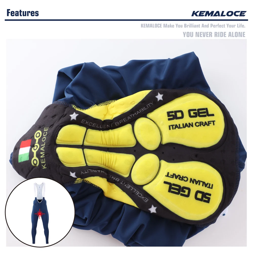 KEMALOCE Men Cycling Pants Summer&Autumn Quick Dry Blue/Black/Grey Gel Pad MTB Bike Bib Pants High End Breathable Long Tights