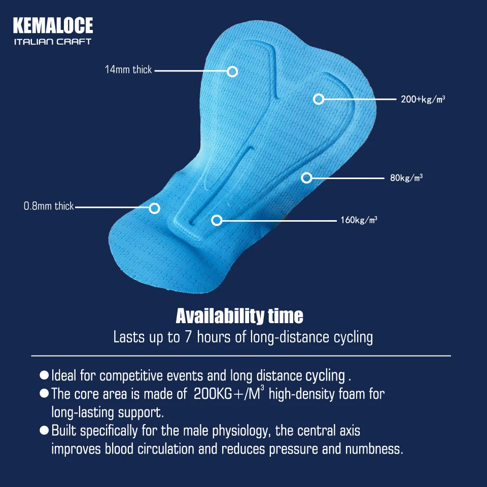 KEMALOCE Men Cycling Pants Summer&Autumn Quick Dry Blue/Black/Grey Gel Pad MTB Bike Bib Pants High End Breathable Long Tights