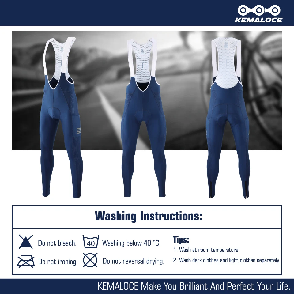 KEMALOCE Men Cycling Pants Summer&Autumn Quick Dry Blue/Black/Grey Gel Pad MTB Bike Bib Pants High End Breathable Long Tights