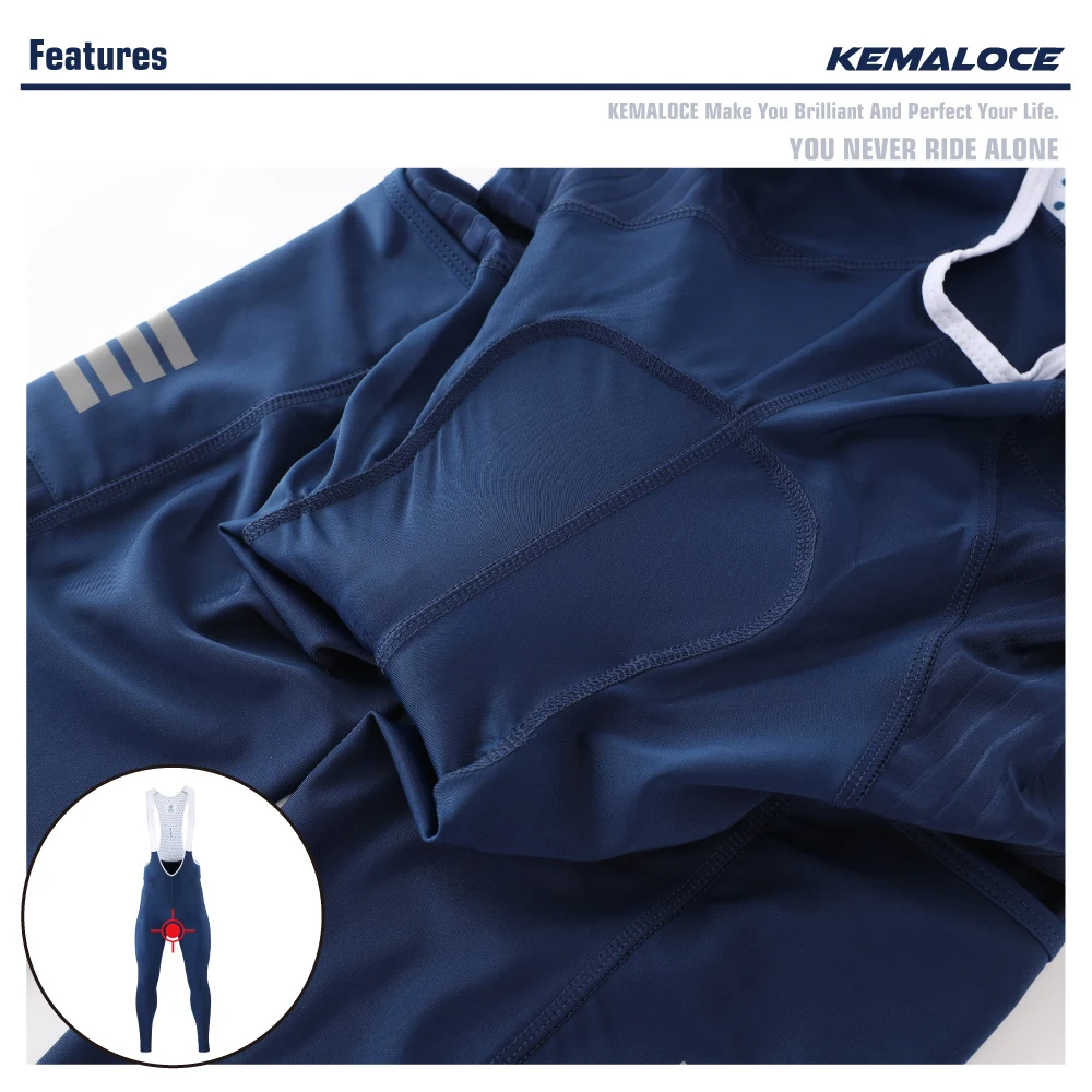KEMALOCE Men Cycling Pants Summer&Autumn Quick Dry Blue/Black/Grey Gel Pad MTB Bike Bib Pants High End Breathable Long Tights