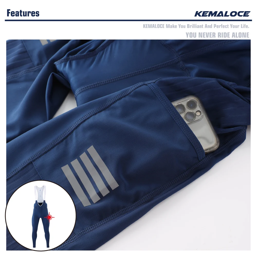KEMALOCE Men Cycling Pants Summer&Autumn Quick Dry Blue/Black/Grey Gel Pad MTB Bike Bib Pants High End Breathable Long Tights