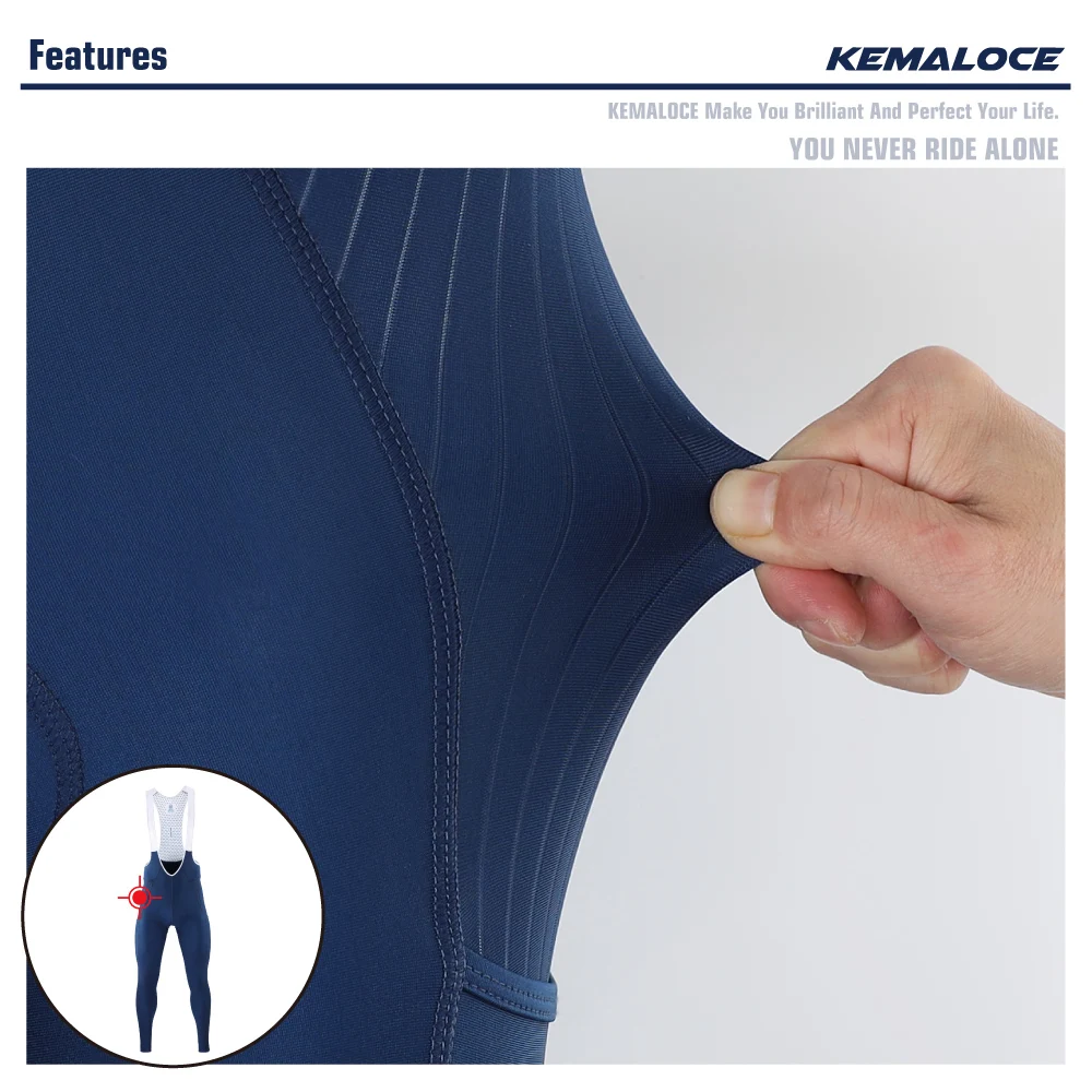 KEMALOCE Men Cycling Pants Summer&Autumn Quick Dry Blue/Black/Grey Gel Pad MTB Bike Bib Pants High End Breathable Long Tights