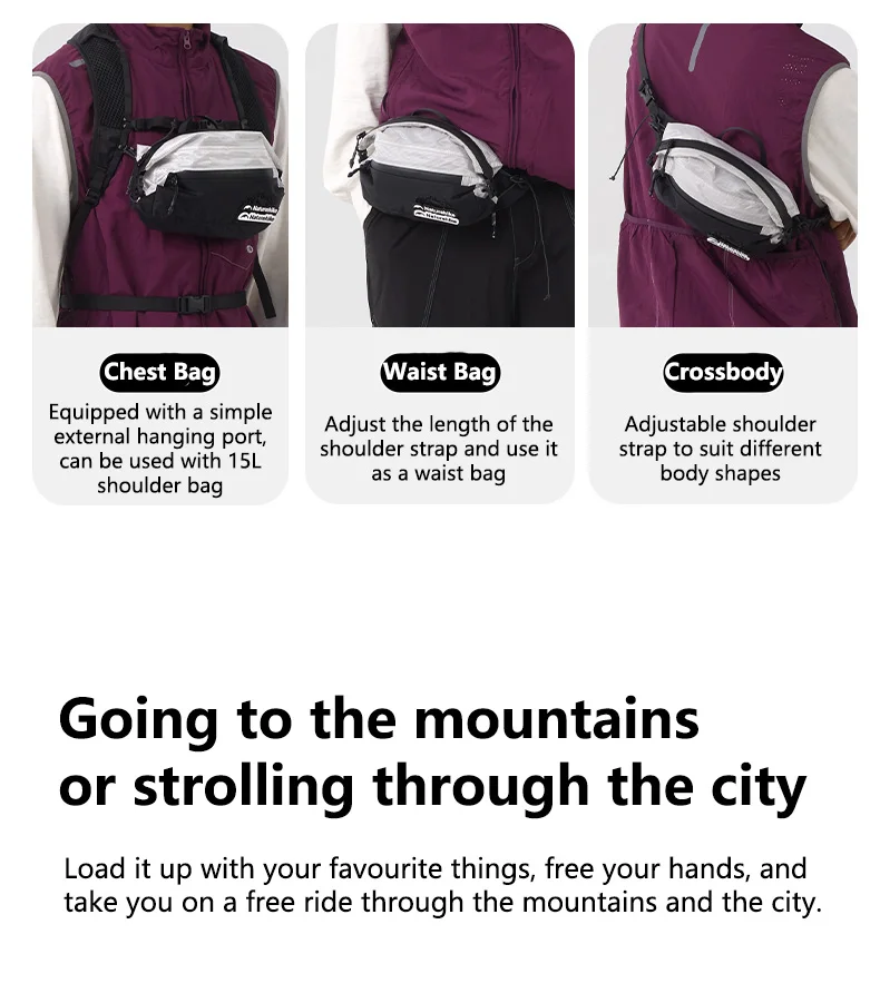 Naturehike Hydrogen Series 5L Crossbody Chest Bag Outdoor Casual Shoulder Satchel Portable Waterproof Waist Bag Cycling Running