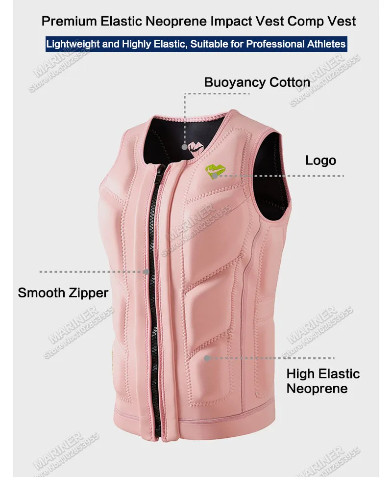 Premium Elastic Neoprene Impact Vest wake surfing Comp Vest men women but Great for All Other Watersports Activities life jacket