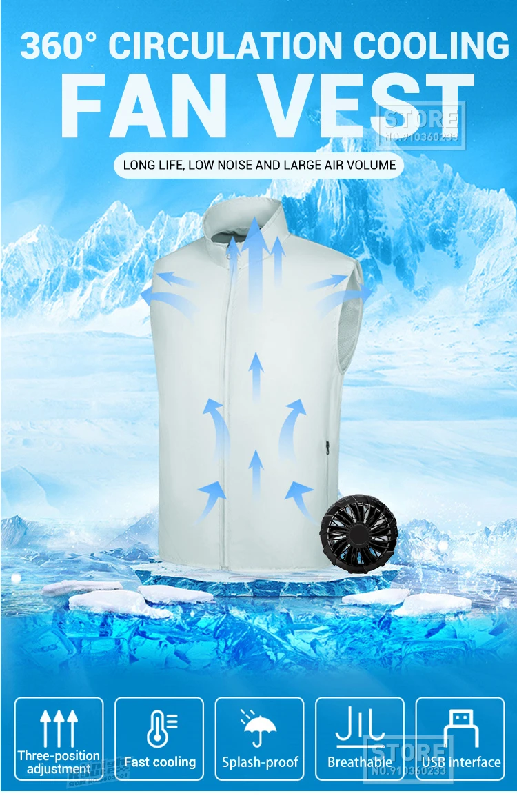 2026 Cool Vest Wearable Cooling Fan Vest Air-conditioned Clothes Cooling 13 Hours for High Temperature Work Fishing Vest Hiking