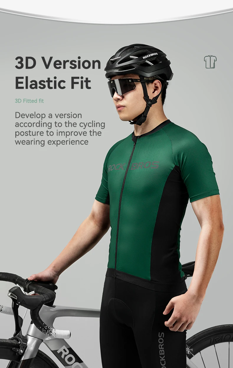 ROCKBROS Cycling Jersey Summer Bicycle Skin-Friendly Breathable Short Sleeve Sports Quick Dry Reflective Cycling Equipment
