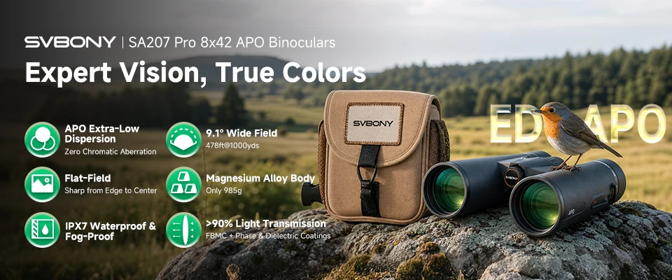Svbony SA205 Binoculars 8X42/10X42 ED Flat-field Professional IPX7 Waterproof BAK4,Bird Watching,Stargazing,Camping,Astronomy
