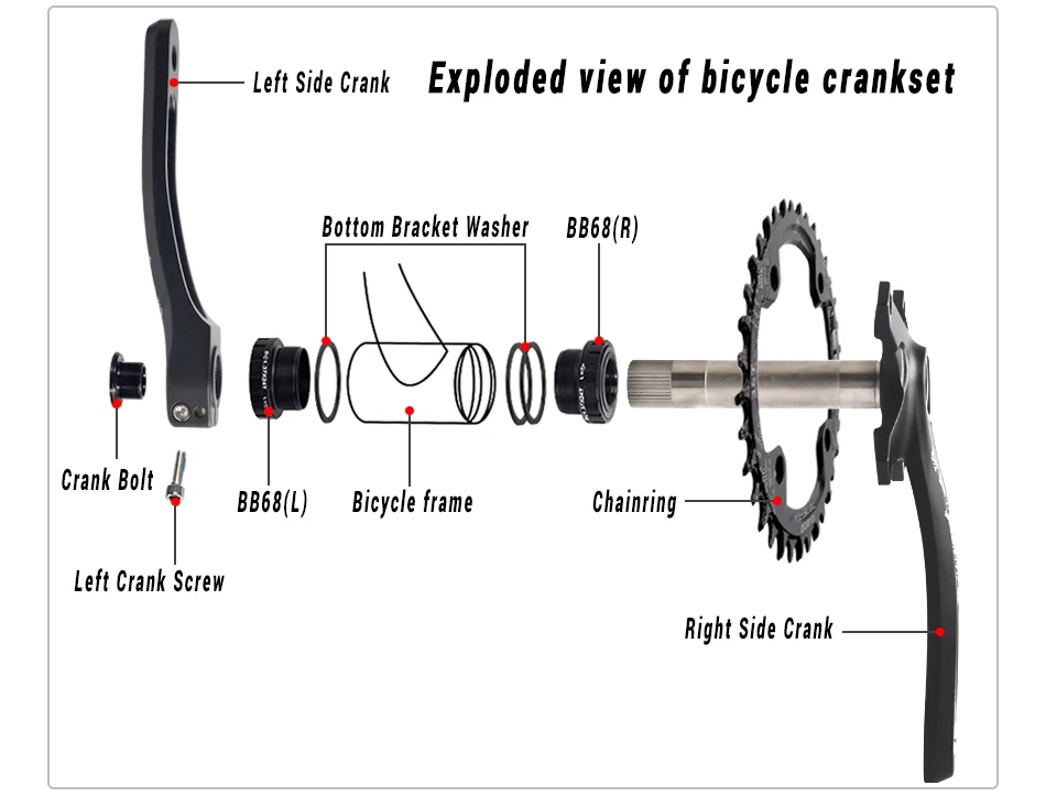 GOLDIX 104BCD Wide and Narrow Teeth Bicycle Crankset 170/175mm Crank Round/Oval Chain Ring 32T/34T/36T/38T Bicycle Crankset