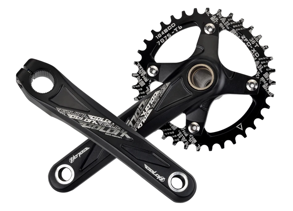 GOLDIX 104BCD Wide and Narrow Teeth Bicycle Crankset 170/175mm Crank Round/Oval Chain Ring 32T/34T/36T/38T Bicycle Crankset