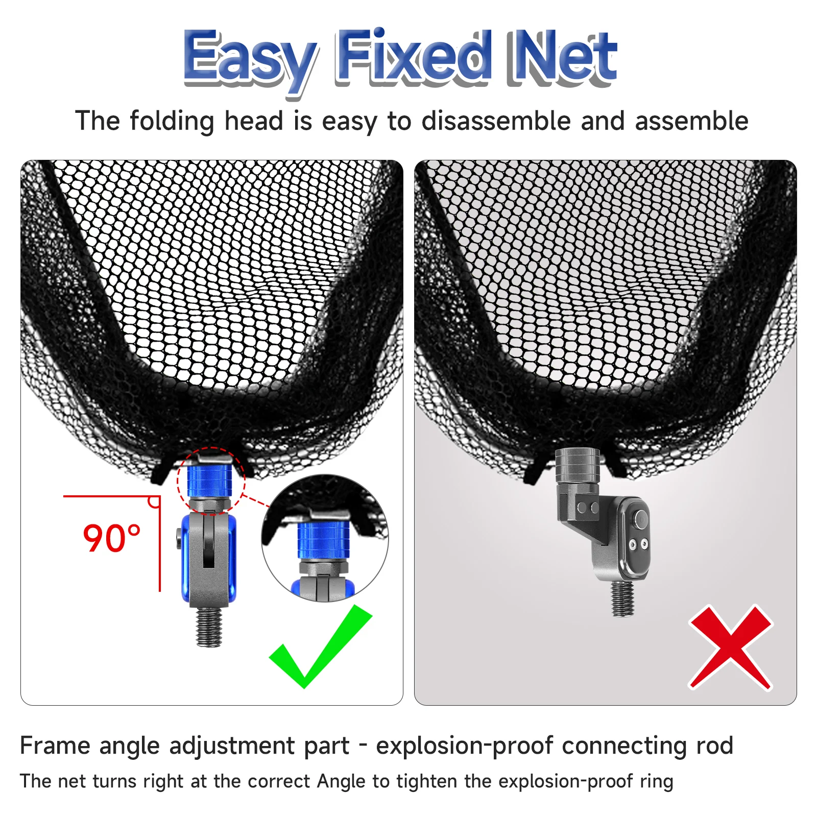 SANLIKE Fishing Landing Net Adapter Aviation Aluminum Dip Net Folding Joint 1/2inch Standard Head Connector Fishing Tool