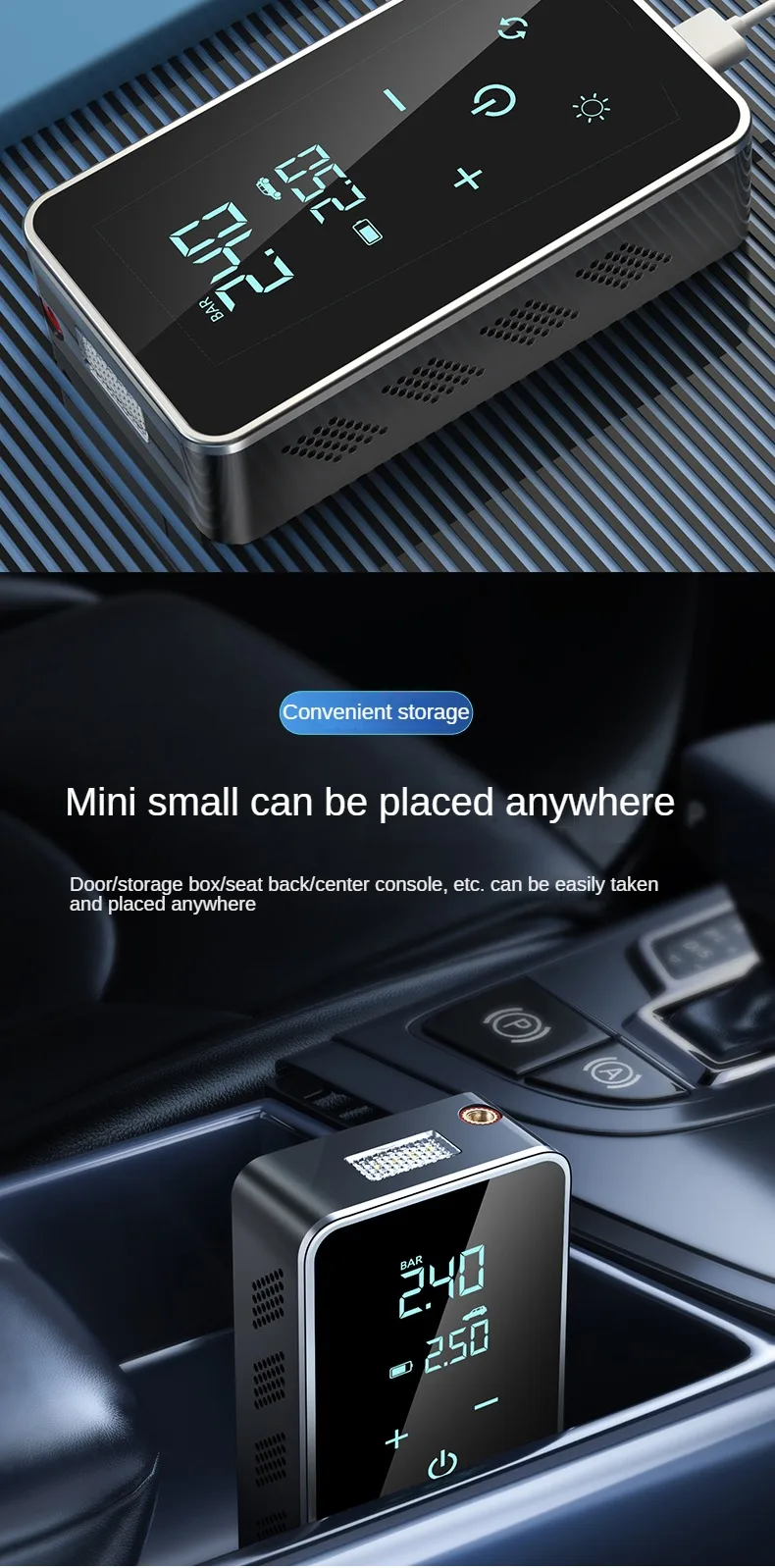 Wireless Air Pump 150psi Touch Screen Portable Electric Tire Inflator For Car Bicycle Motorcycle Mini Air Compressor Injector
