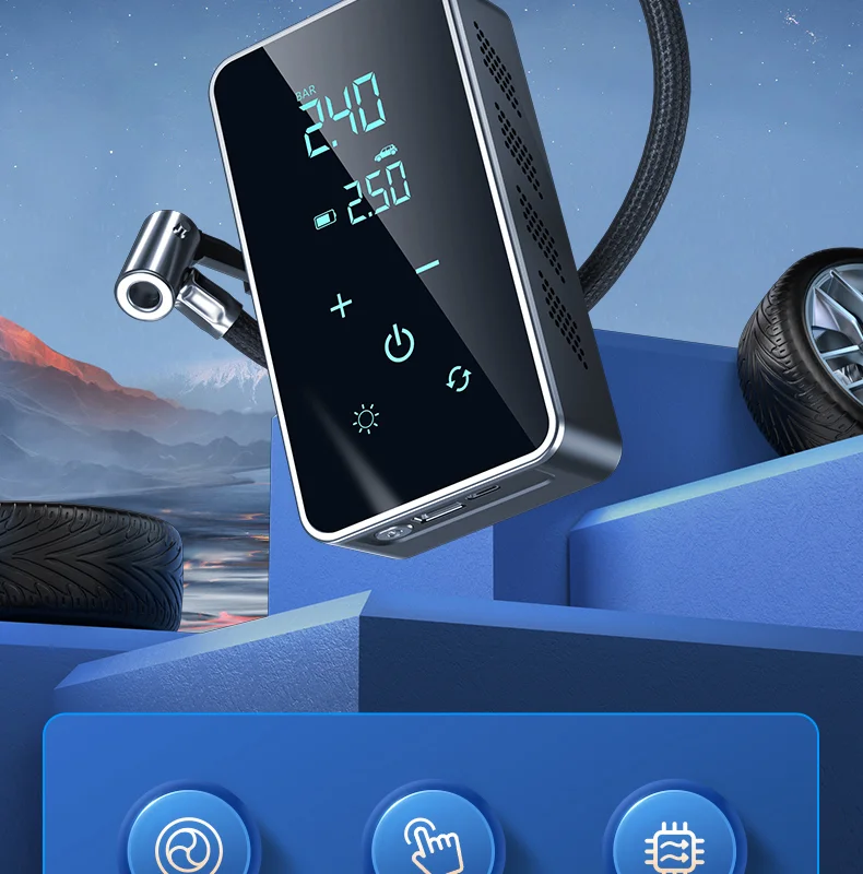 Wireless Air Pump 150psi Touch Screen Portable Electric Tire Inflator For Car Bicycle Motorcycle Mini Air Compressor Injector
