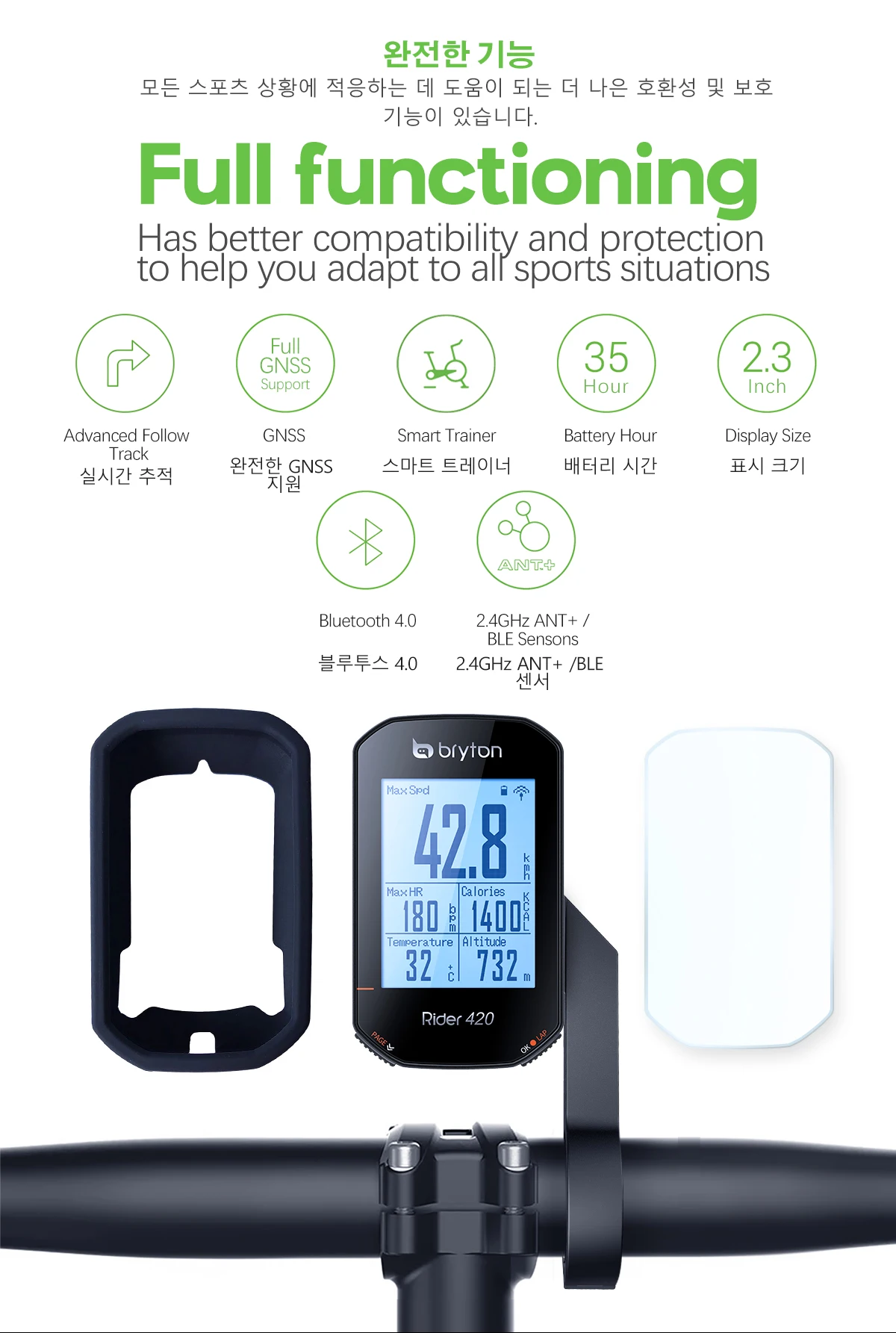 Bryton Rider 420E/420T/320E GPS Cycling Computer Enabled Bicycle Rider Bryton Mount Waterproof Wireless Speedometer New 2021