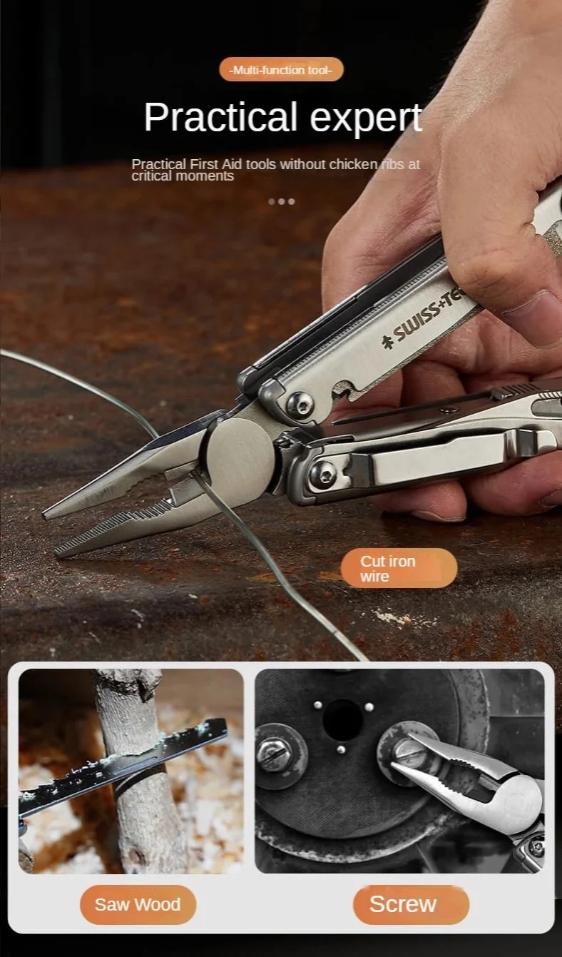 SWISS TECH 18in1 Multitool Dolding Pliers Camping Supplies Tactical Survival Hunting Outdoor Hiking Nature Hike EDC