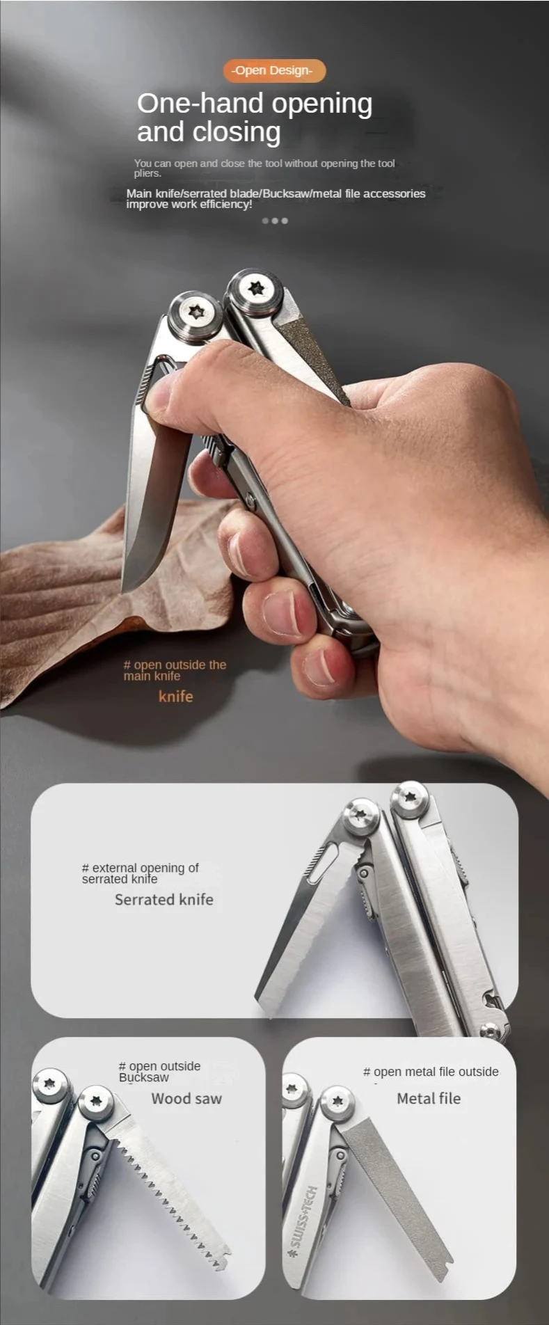 SWISS TECH 18in1 Multitool Dolding Pliers Camping Supplies Tactical Survival Hunting Outdoor Hiking Nature Hike EDC
