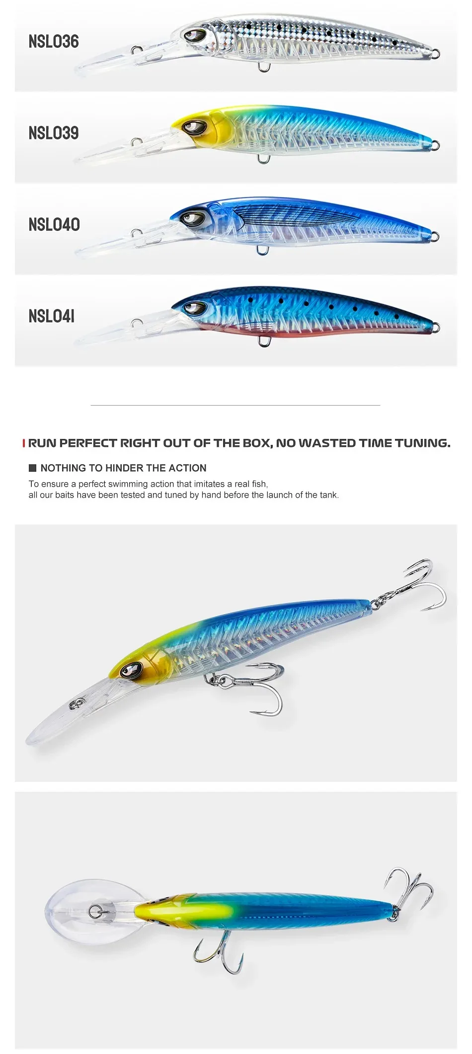 Noeby 2pcs 47g 94g Deep Diving Large Minnow Lure Artificial Wobbler Hard Bait Crankbait Sea Bass Pike Perch Fishing Tackle