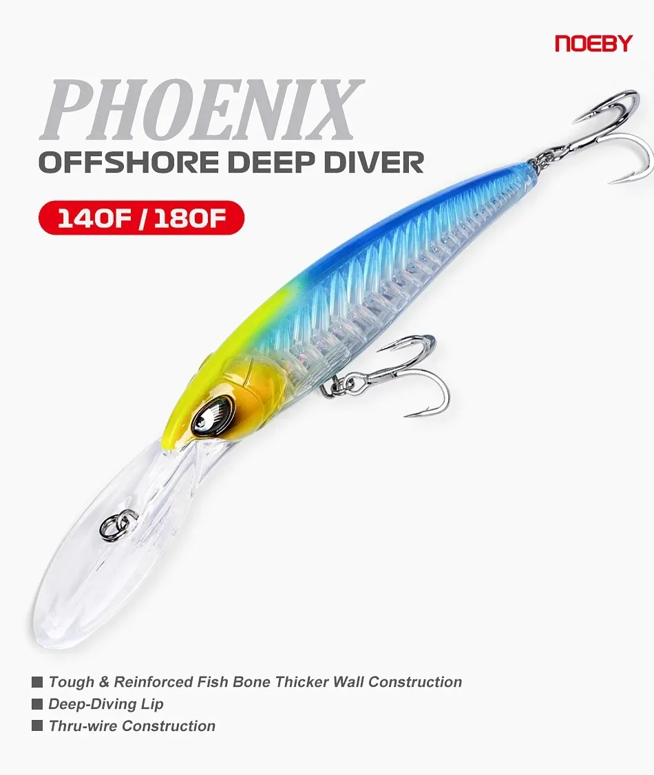Noeby 2pcs 47g 94g Deep Diving Large Minnow Lure Artificial Wobbler Hard Bait Crankbait Sea Bass Pike Perch Fishing Tackle