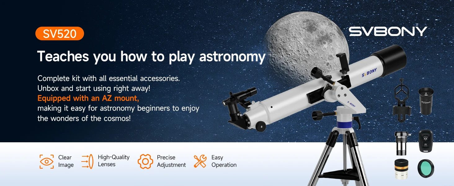 Svbony SV520 90mm Refractor Astronomy Telescope Set for Adults and Beginners Professional Observing the Moon Photography