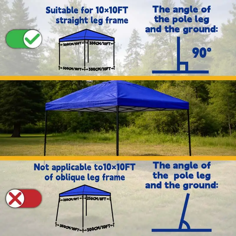10x10 Pop-Up Canopy Tent Top Replacement with Roof Cover with Ventilation Waterproof Outdoor Garden Terrace Pavilion Sunshade