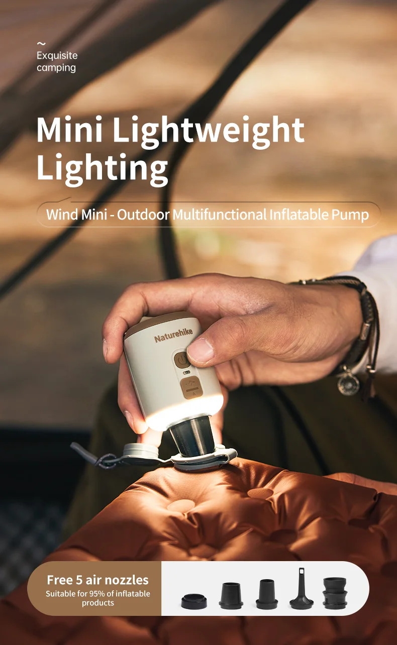 Naturehike Electric Air Pump Portable Wireless Inflator/Deflator Lighting 3 in 1 Pumps for Inflatable Cushions Air Mattress