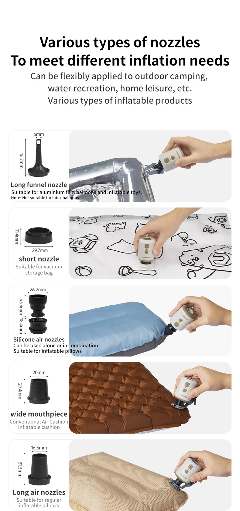 Naturehike Electric Air Pump Portable Wireless Inflator/Deflator Lighting 3 in 1 Pumps for Inflatable Cushions Air Mattress