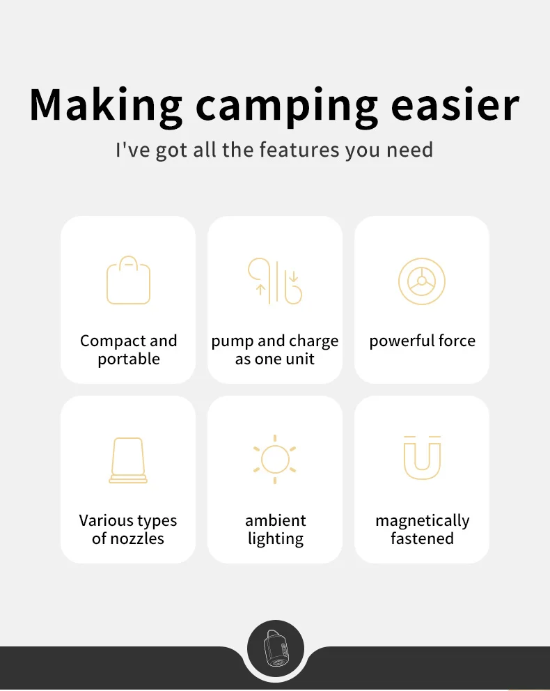 Naturehike Electric Air Pump Portable Wireless Inflator/Deflator Lighting 3 in 1 Pumps for Inflatable Cushions Air Mattress