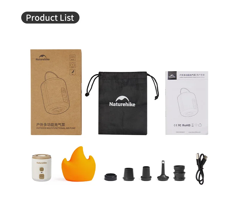 Naturehike Electric Air Pump Portable Wireless Inflator/Deflator Lighting 3 in 1 Pumps for Inflatable Cushions Air Mattress