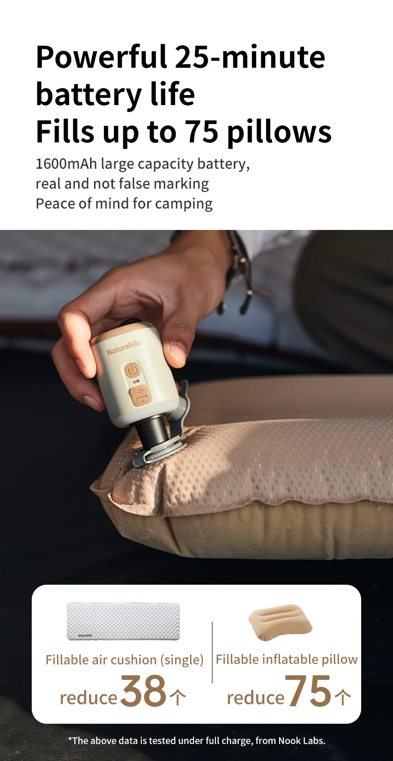 Naturehike Electric Air Pump Portable Wireless Inflator/Deflator Lighting 3 in 1 Pumps for Inflatable Cushions Air Mattress