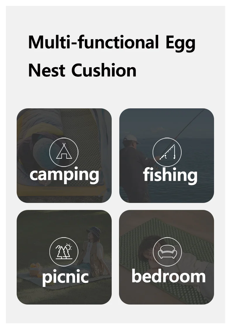 Naturehike Troues R 3.0 Lightweight Portable Folding Square Egg Nest Mat Outdoor 2.5cm Thickened Camping Fishing Picnic Mat