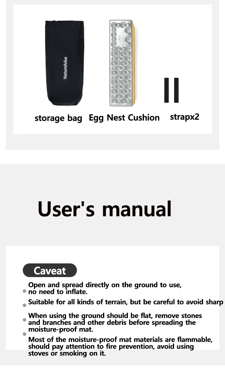 Naturehike Troues R 3.0 Lightweight Portable Folding Square Egg Nest Mat Outdoor 2.5cm Thickened Camping Fishing Picnic Mat