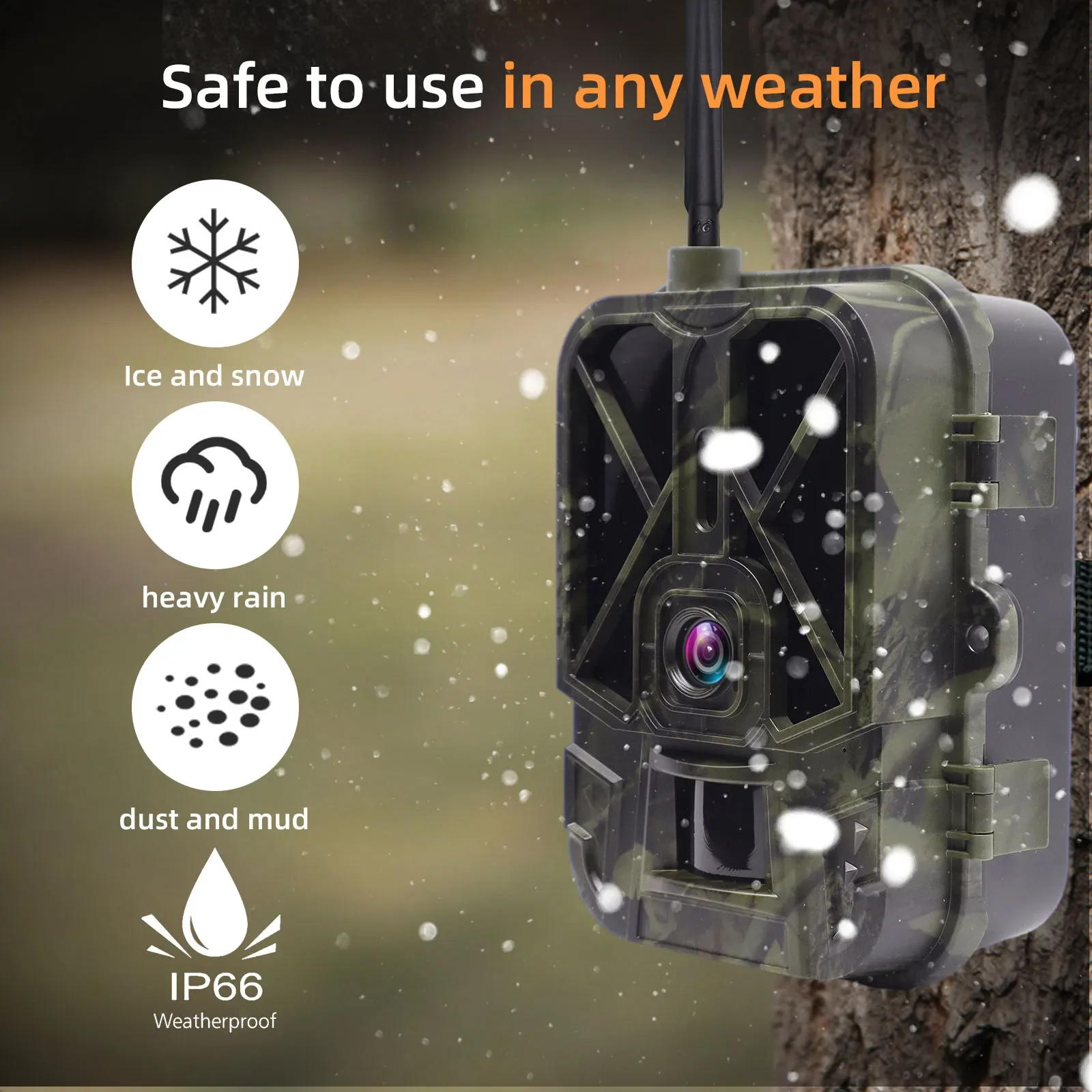 Night Vision Hunting Camera 4G Tracking with App Control 8000mAh Li-Battery 120° Detection Cloud Service Wireless Game Scout Cam