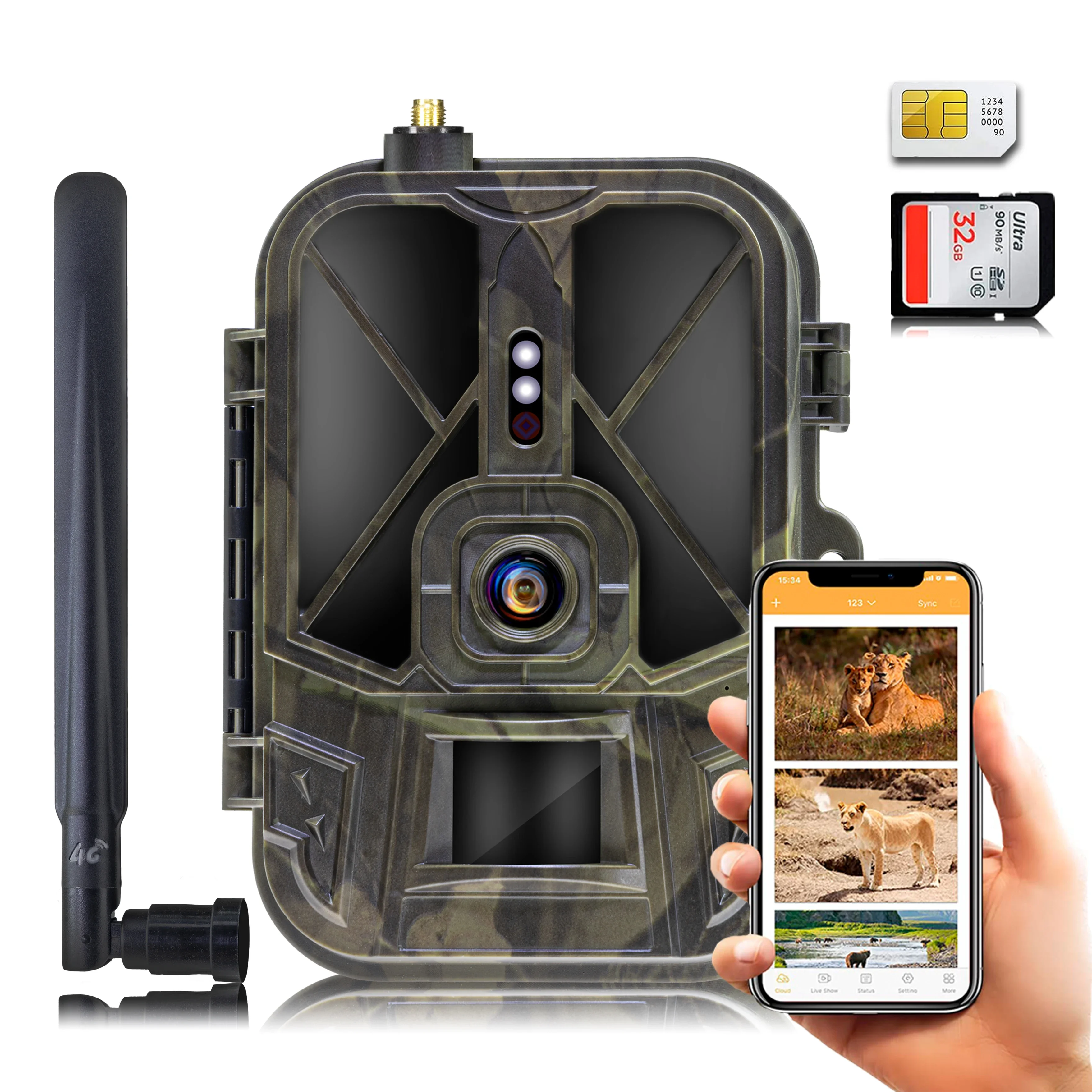 Night Vision Hunting Camera 4G Tracking with App Control 8000mAh Li-Battery 120° Detection Cloud Service Wireless Game Scout Cam