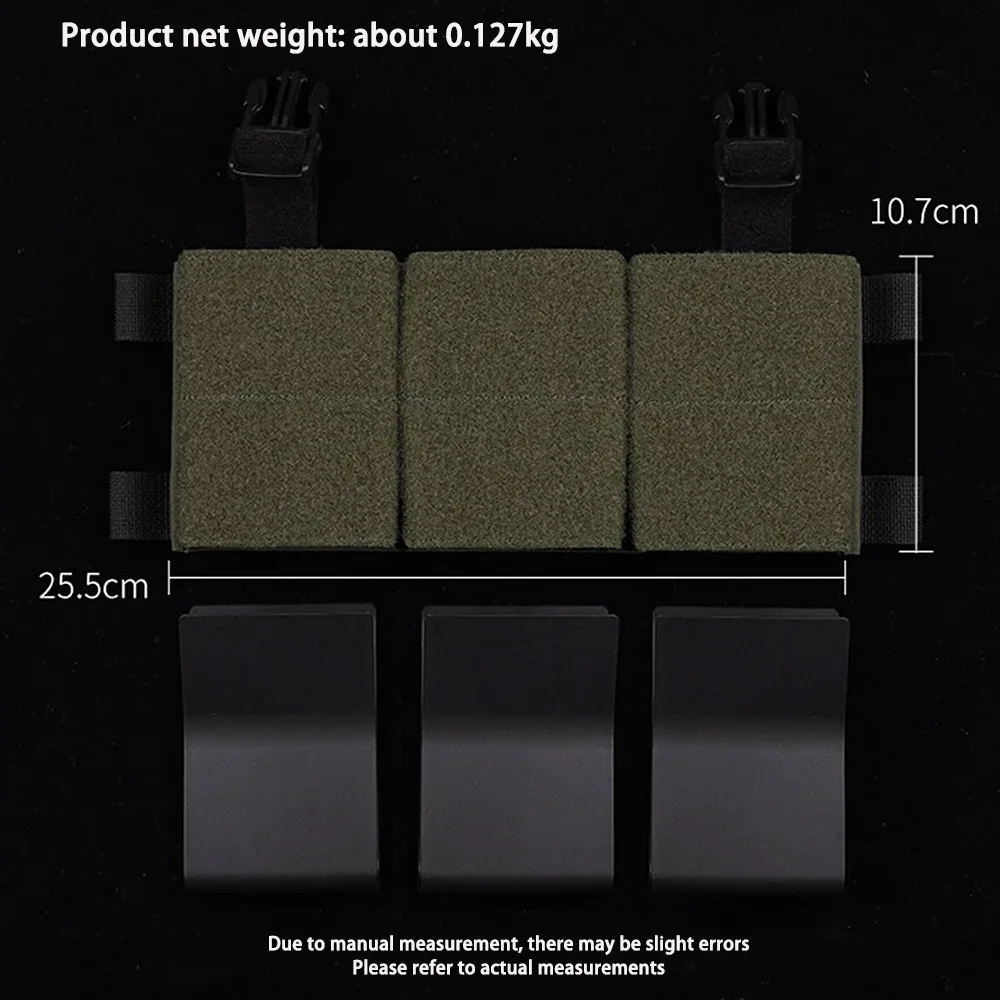 Triple Pouch 5.56/7.62 Panel Open Top Holder Airsoft Vest Plate Carrier Accessories with Hook Backing