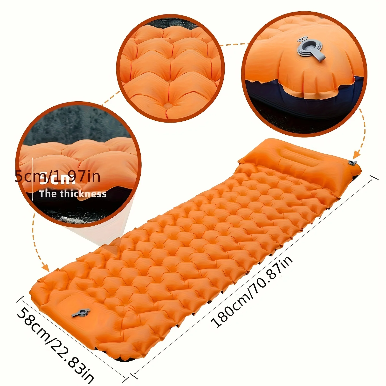 Outdoor Sleeping Pad Camping Inflatable Mattress Built-in Pump Ultralight Air Cushion Travel Mat With Headrest For Travel Hiking