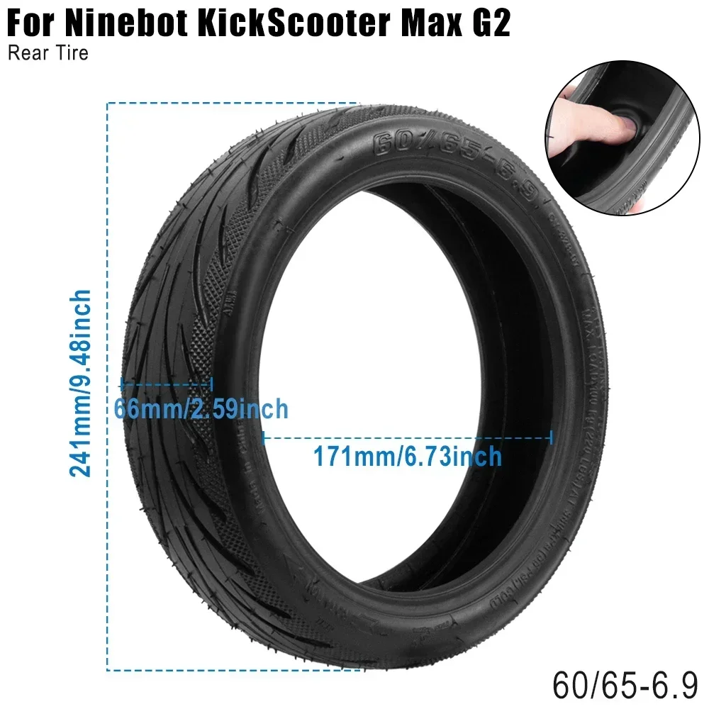 60/65-6.9 10Inch Tubeless Rear Jelly Tire For Ninebot By Segway Max G2 G65 Electric Scooter Vacuum Outer Tyre Accessorie
