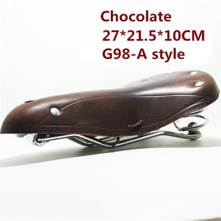 Traditional Riveting Cow Leather Saddle Bike Standard MTB Road Vintage Bicycle Cycling Classic Seat Cushion L27cm W21.5cm H10cm