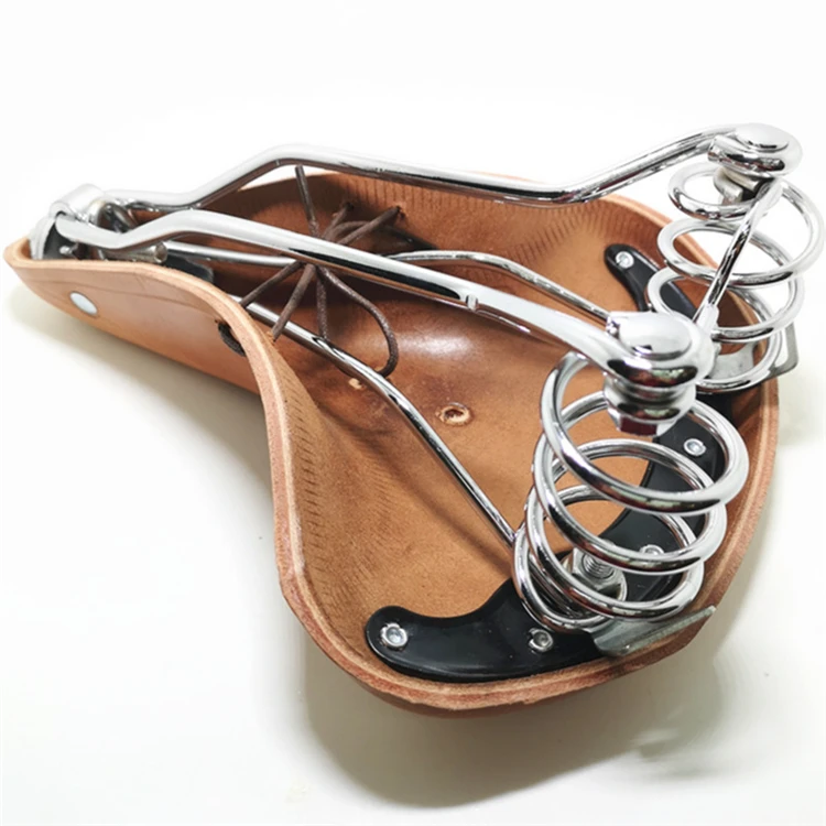 Traditional Riveting Cow Leather Saddle Bike Standard MTB Road Vintage Bicycle Cycling Classic Seat Cushion L27cm W21.5cm H10cm