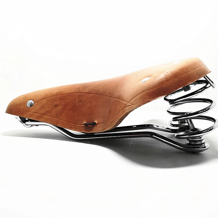 Traditional Riveting Cow Leather Saddle Bike Standard MTB Road Vintage Bicycle Cycling Classic Seat Cushion L27cm W21.5cm H10cm