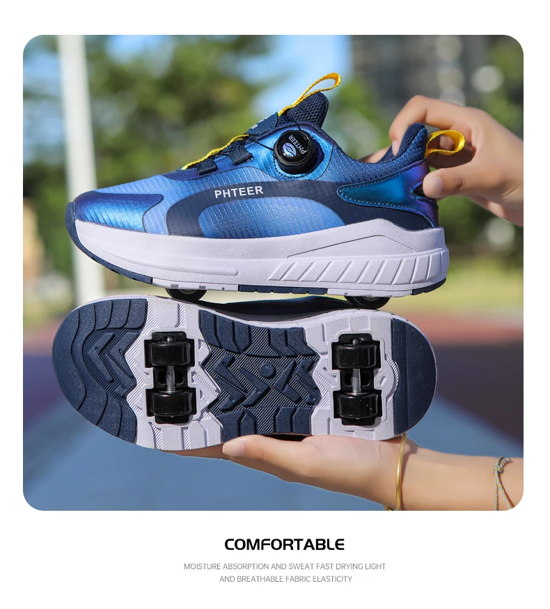 Fashion 4-wheel roller skates sneakers for students children outdoor wheel shoes Multifunctional sports shoes
