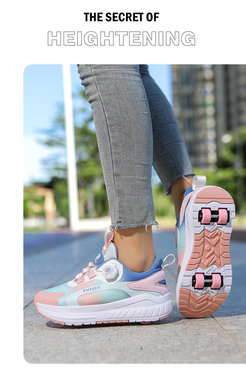 Fashion 4-wheel roller skates sneakers for students children outdoor wheel shoes Multifunctional sports shoes