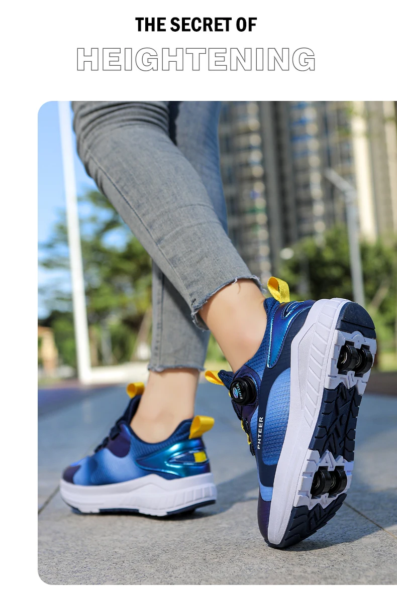 Fashion 4-wheel roller skates sneakers for students children outdoor wheel shoes Multifunctional sports shoes