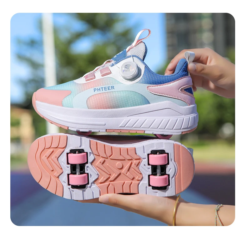 Fashion 4-wheel roller skates sneakers for students children outdoor wheel shoes Multifunctional sports shoes